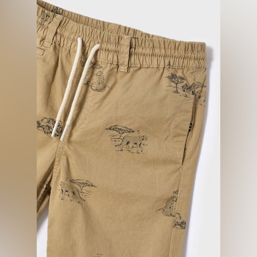 Size 6 Boys Mayoral Beige Kids Shorts with Safari Print